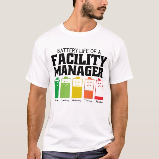 Akkubetriebsdauer eines Facility Managers T-Shirt (Vorderseite)