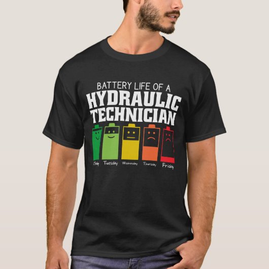 Akkubetriebsdauer eines hydraulischen Technikers T-Shirt (Vorderseite)