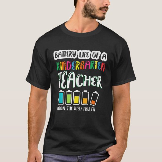 Akkulaufzeit des Kindergartenlehrers Zurück T-Shirt (Vorderseite)