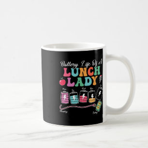 Akkulaufzeit einer Dame für das Mittagessen zurück Kaffeetasse