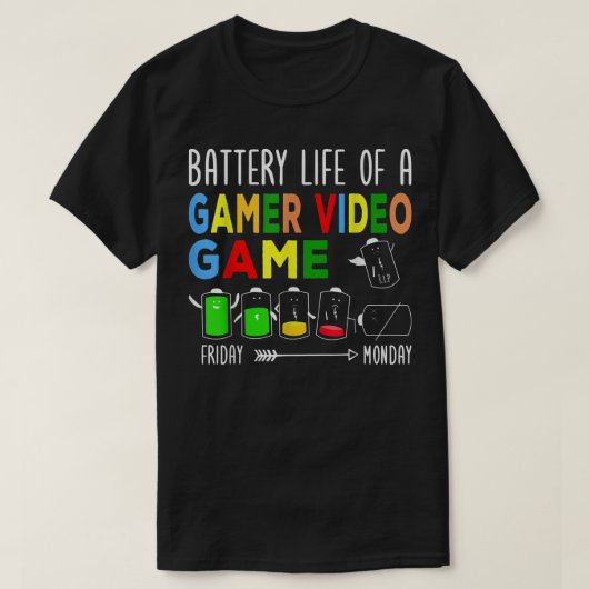 Akkulaufzeit eines Gamer-Videospiels perfekt  T-Shirt (Design vorne)
