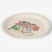 Akkulaufzeit eines Lehrers - Zuverlässiger Lehrer Pappteller (Schrägansicht)