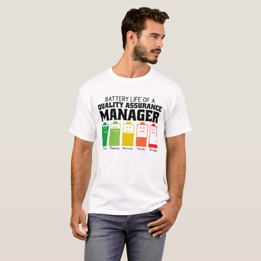 Akkulaufzeit eines Qualitätssicherungsmanagers T-Shirt (Vorne ganz)