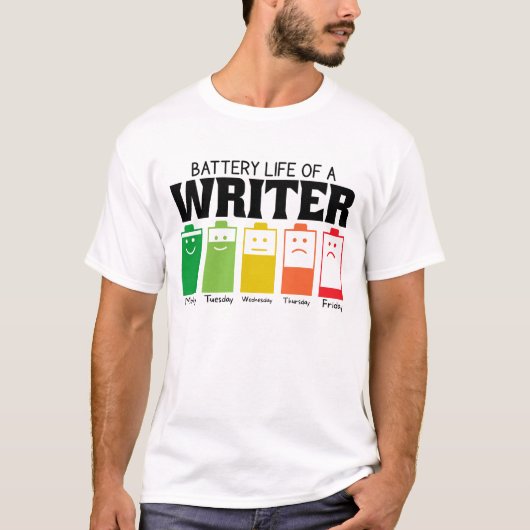 Akkulaufzeit eines Schriftstellers T-Shirt (Vorderseite)
