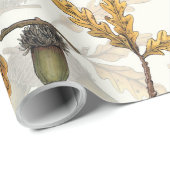 Akne und Blätter aus Eiche auf weiß Geschenkpapier (Rolleneckpunkt)