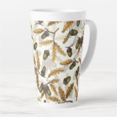 Akne und Blätter aus Eiche auf weiß Milchtasse (Rechte Ecke)