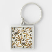 Akne und Blätter aus Eiche auf weiß Schlüsselanhänger (Vorne)