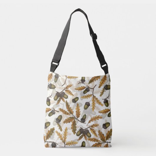 Akne und Blätter aus Eiche auf weiß Tragetaschen Mit Langen Trägern (Vorderseite)