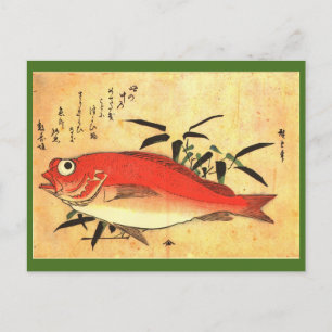 Akodai - Hiroshige farbenfrohe japanische Fischdru Postkarte