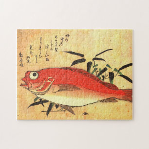 Akodai - Hiroshige farbenfrohe japanische Fischdru Puzzle