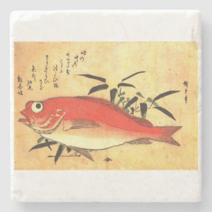 Akodai - Hiroshige farbenfrohe japanische Fischdru Steinuntersetzer
