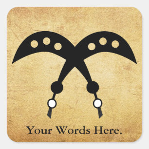 AKOFENA   Adinkra Symbol des Mutes und des Quadratischer Aufkleber