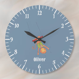 Akrobat-Affen-Kind Blaue Wanduhr