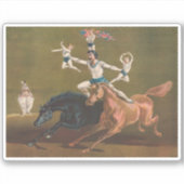 Akrobaten auf Pferd. Aufkleber (Vorderseite)