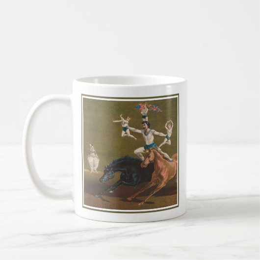 Akrobaten auf Pferd. Kaffeetasse (Links)