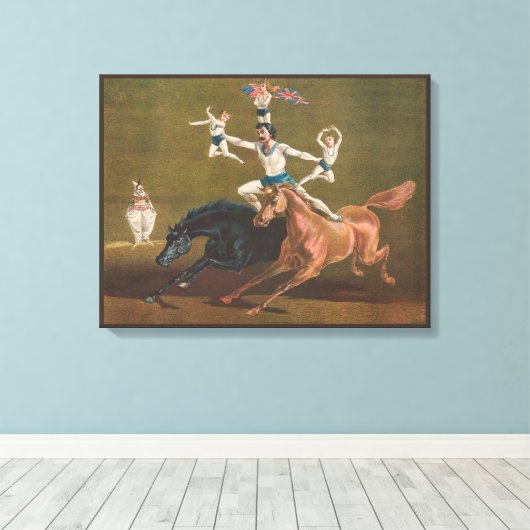 Akrobaten auf Pferd. Leinwanddruck (Insitu (Holzboden))