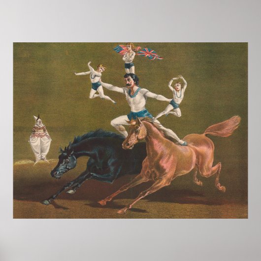 Akrobaten auf Pferd. Poster (Vorne)