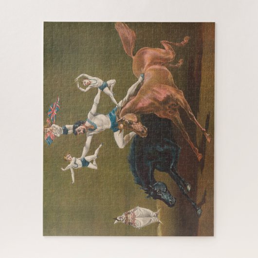 Akrobaten auf Pferd. Puzzle (Vertikal)