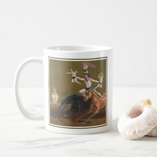 Akrobaten auf Pferden. Kaffeetasse (Mit Donut)