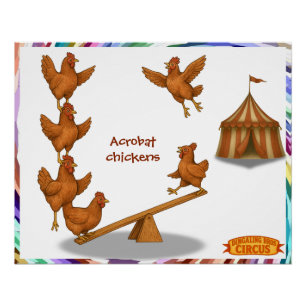 Akrobatentrupp der fröhlichen Hühner Poster