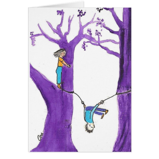 Akrobatik auf zwei lila Bäumen (Vorne)