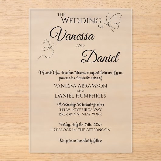 Akrobielle Hochzeitseinladung Acryleinladungen (Vorderseite)