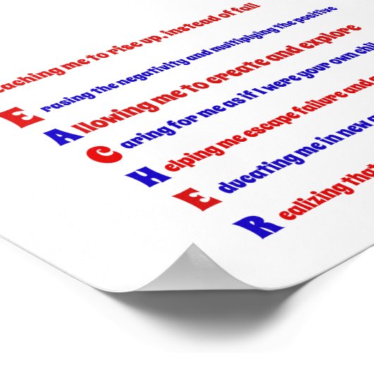 Akrobisches Gedicht des Lehrers Poster (Ecke)