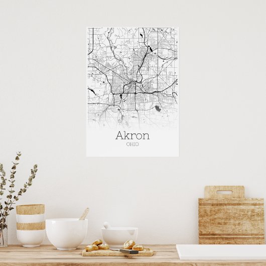 Akron Map - Ohio - City Map Poster (Küche)
