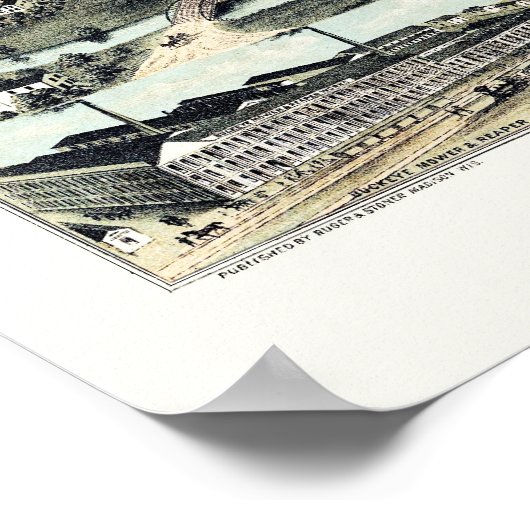 Akron, OH Panorama Karte - 1870 Poster (Ecke)