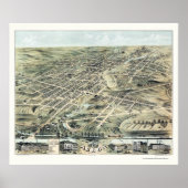 Akron, OH Panorama Karte - 1870 Poster (Vorne)