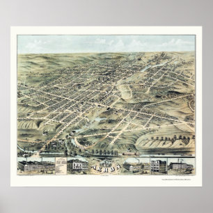 Akron, OH Panorama Karte - 1870 Poster