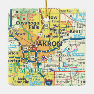 Akron OH Vintage Karte Keramikornament
