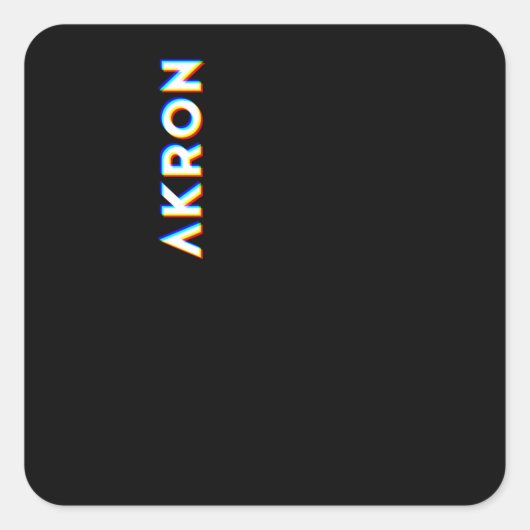Akron Ohio CMYK Glitch Type Quadratischer Aufkleber (Vorderseite)