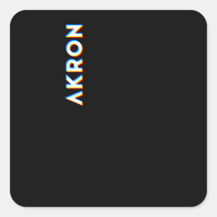 Akron Ohio CMYK Glitch Type Quadratischer Aufkleber