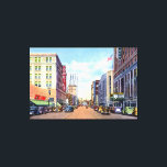 Akron Ohio Main Street 1940 Leinwanddruck<br><div class="desc">Vintage Bild der Main Street in Akron, Ohio ca. 1940. Ein Vintages Stück Kamericana und Nostalgie der Retro-Reisewerbung, eine Werbung für die architektonische Architektur, die in Postkarten eingefangen wurde. Die Geschichte zeigt Sehenswürdigkeiten der Zivilisation, sehr kollektiv für die Sammler von Stadt und Stadt Denkmäler und Souvenirs, die Straßen des 20....</div>