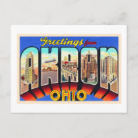 Akron Ohio OH Vintager Großbuchstabe Postkarte