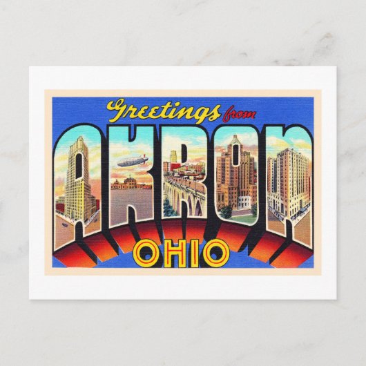Akron Ohio OH Vintager Großbuchstabe Postkarte (Vorderseite)