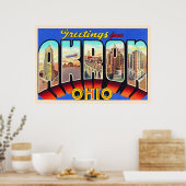 Akron Ohio OH Vintager Großbuchstabe Postkarte Poster (Küche)