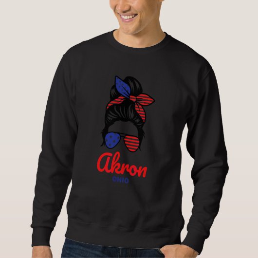 Akron Ohio Retro unordentlicher Dutt Sweatshirt (Vorderseite)