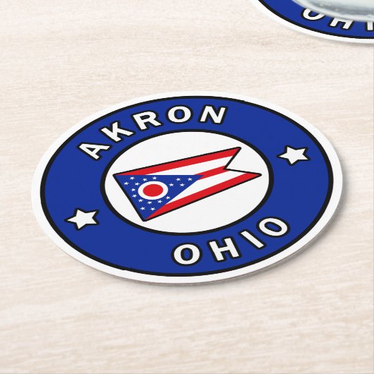 Akron Ohio Runder Pappuntersetzer (Angewinkelt)