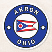 Akron Ohio Runder Pappuntersetzer (Vorderseite)