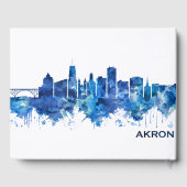 Akron Ohio Skyline Blue Gästebuch (Rückseite)