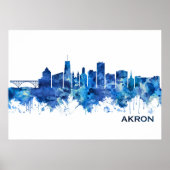 Akron Ohio Skyline Blue Poster (Vorne)