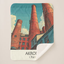 Akron Ohio Travel Poster Vintag City Skyline Art Sherpadecke