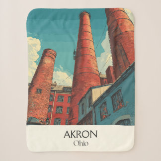 Akron Ohio Travel Poster Vintag City Skyline Art Sherpadecke