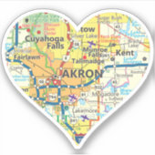 Akron Ohio Vintag Map Aufkleber (Vorderseite)