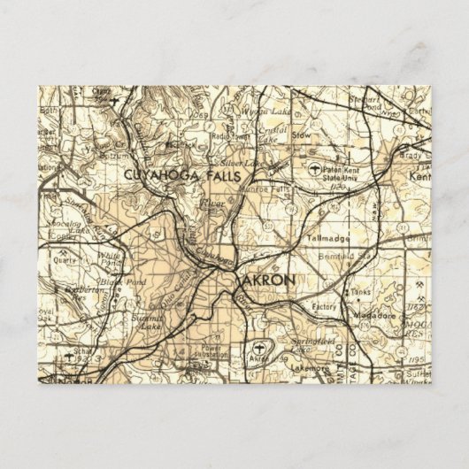 Akron Ohio Vintag Map Postkarte (Vorderseite)