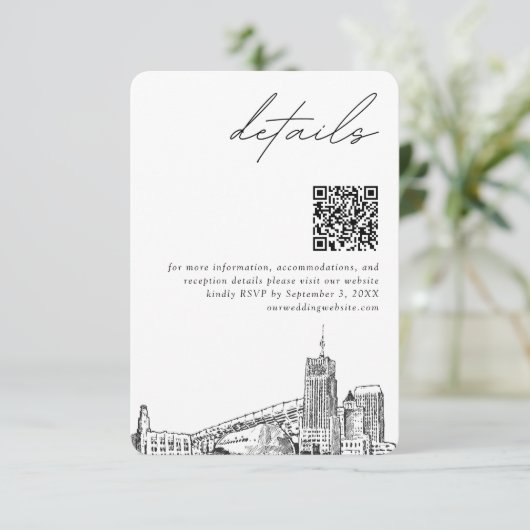 Akron Ohio Wedding Modern Details QR Code Begleitkarte (Stehend Vorderseite)