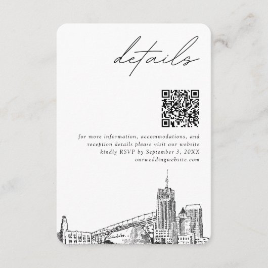 Akron Ohio Wedding Modern Details QR Code Begleitkarte (Vorderseite)