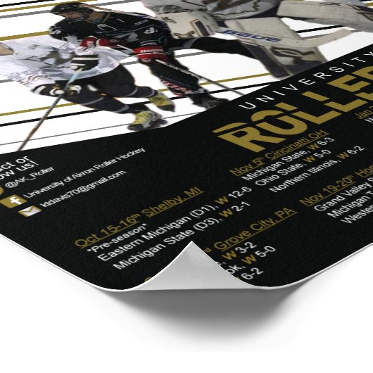 Akron Roller Hockey Schedule Poster (Ecke)